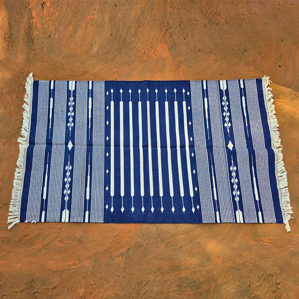 Classic Navy Tribal Woven Rug - Image 2