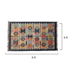 Colorful Geometric Handwoven Durrie Rug - Boho Accent