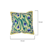 Lemon & Indigo Tulip Block Print Cushion Cover Set of 2 - Madhues