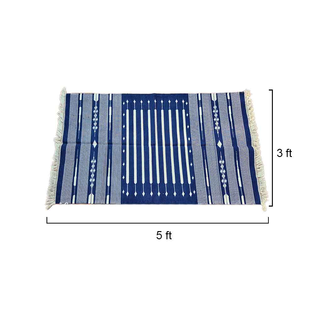 Classic Navy Tribal Woven Rug - Image 3