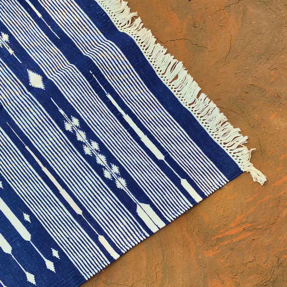 Classic Navy Tribal Woven Rug - Image 4