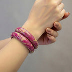 Vibrant Pink & Gold Swirl Resin Bangles (Set of 2) - Madhues