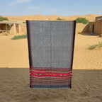 Monochrome Check & Vibrant Red Heritage Pattu Shawl