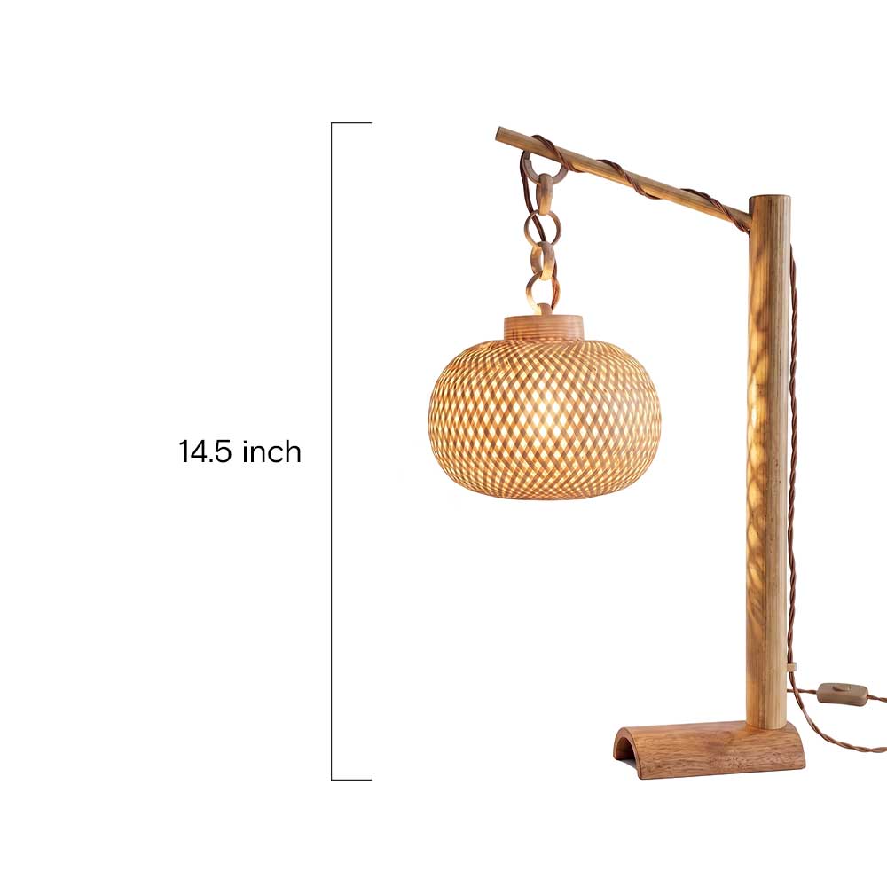 Handcrafted Bamboo Lattice Globe Table Lamp