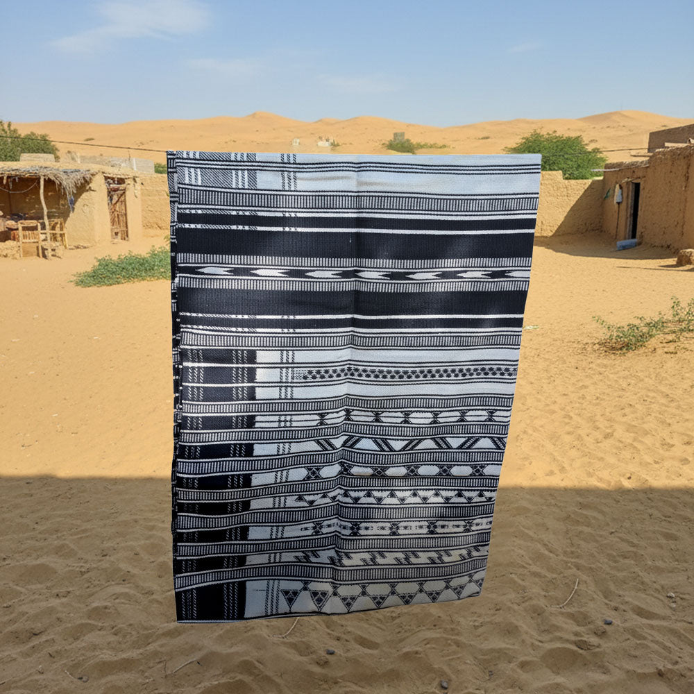 Black & White Striped Heritage Pattu Shawl