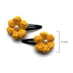 Charming Crocheted Flower Hair Clips - Pearl Accents