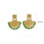 Green Polki Fan Earrings - Image 2