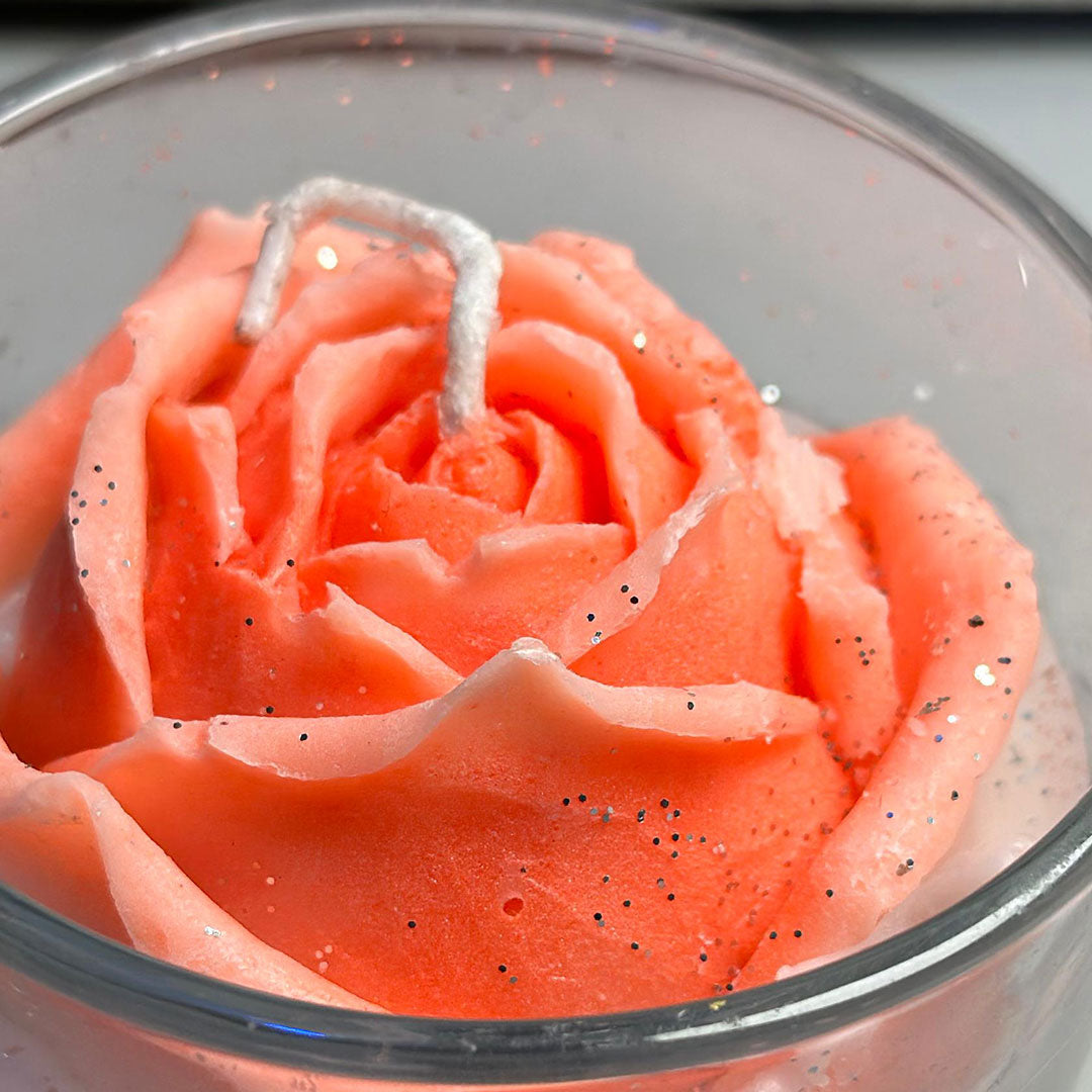 Elegant Scented Rose Votive Candle in Glass Holder