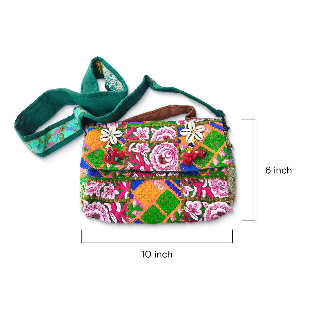 Kasida Kari Hand-Embroidered Floral Crossbody Bag