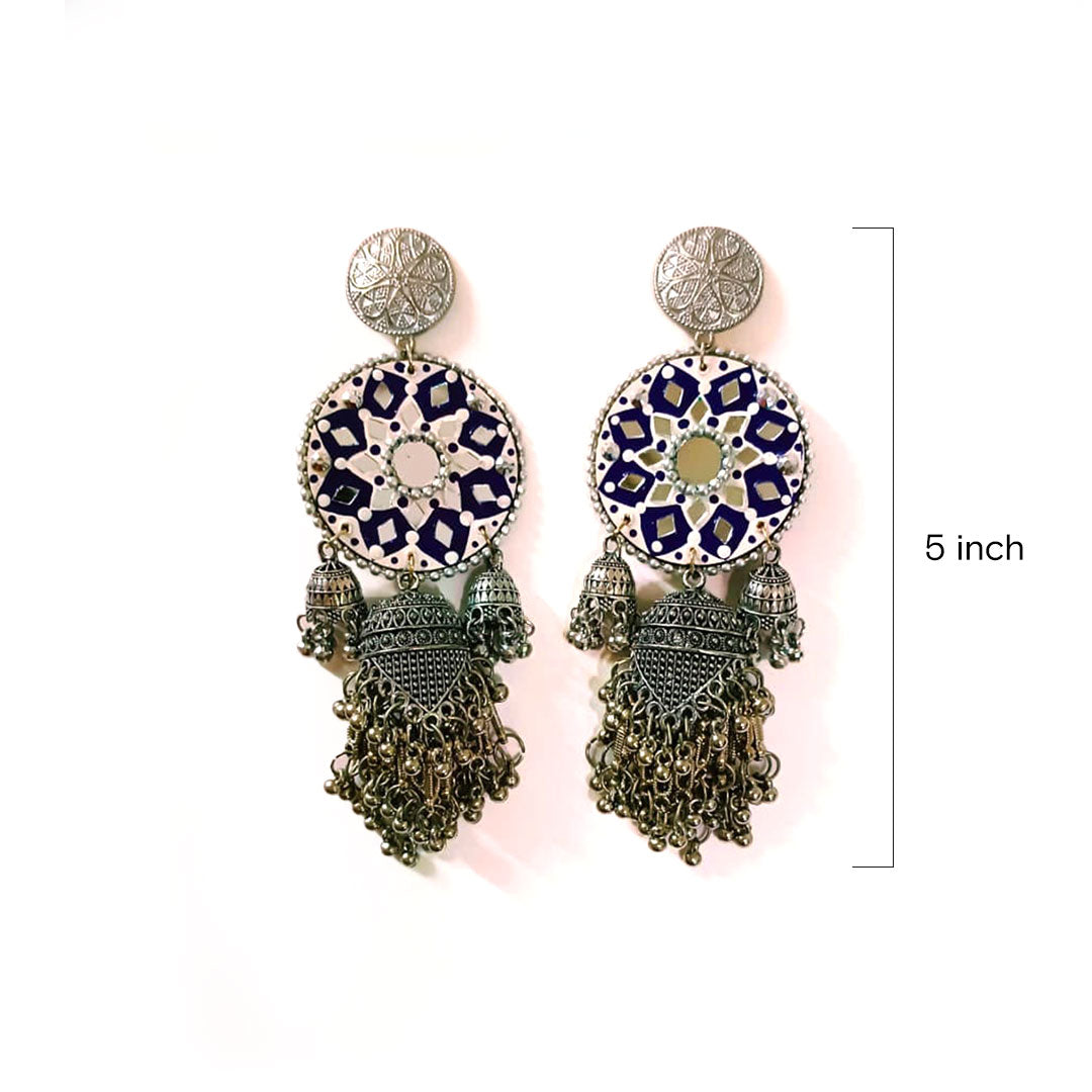 Artisan Shisha Tassel Jhumka Earrings - Image 2