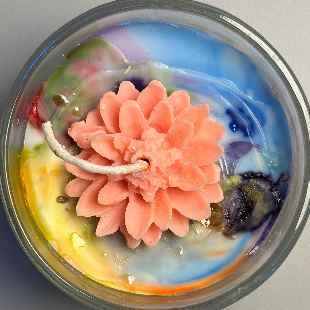 Artisan Lotus Flower Scented Candle - Vibrant Layers & Serene Glow