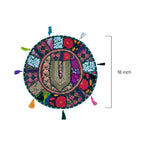 Handcrafted Kasida Kari Round Table Runner with Tassels