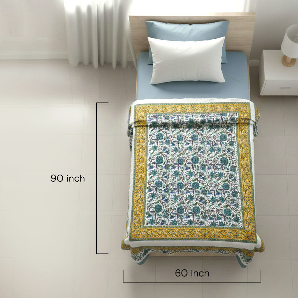 Sanganeri Bagru  Block Print Single Bedsheet