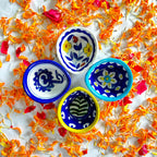 Hand-Painted Ceramic Diya Quartet - A Touch of Intimate Glow