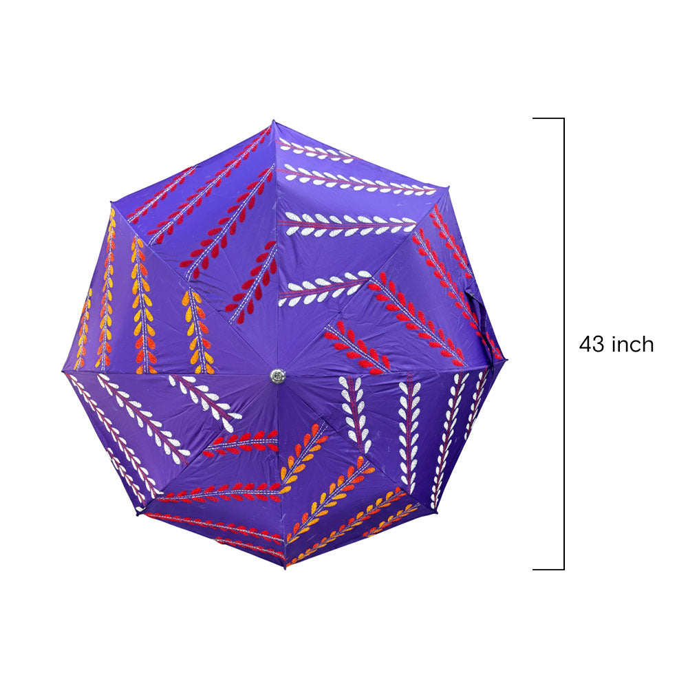 Amethyst Vine Hand-Embroidered Umbrella - Madhues