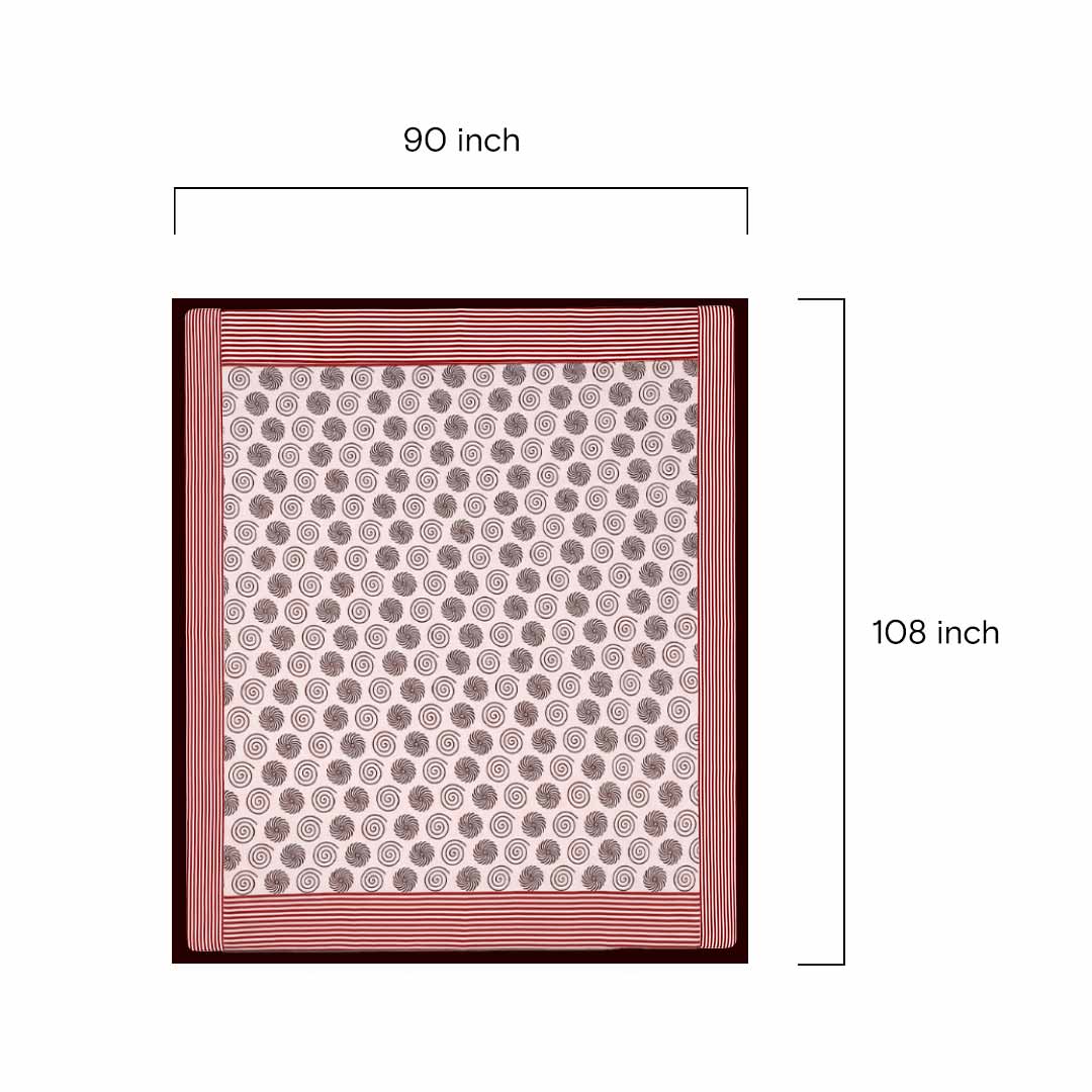 Artisanal Swirl Print Block Printed Vegetable Dye Bedsheet
