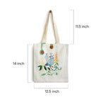 Tote bag with measurements on a white background
