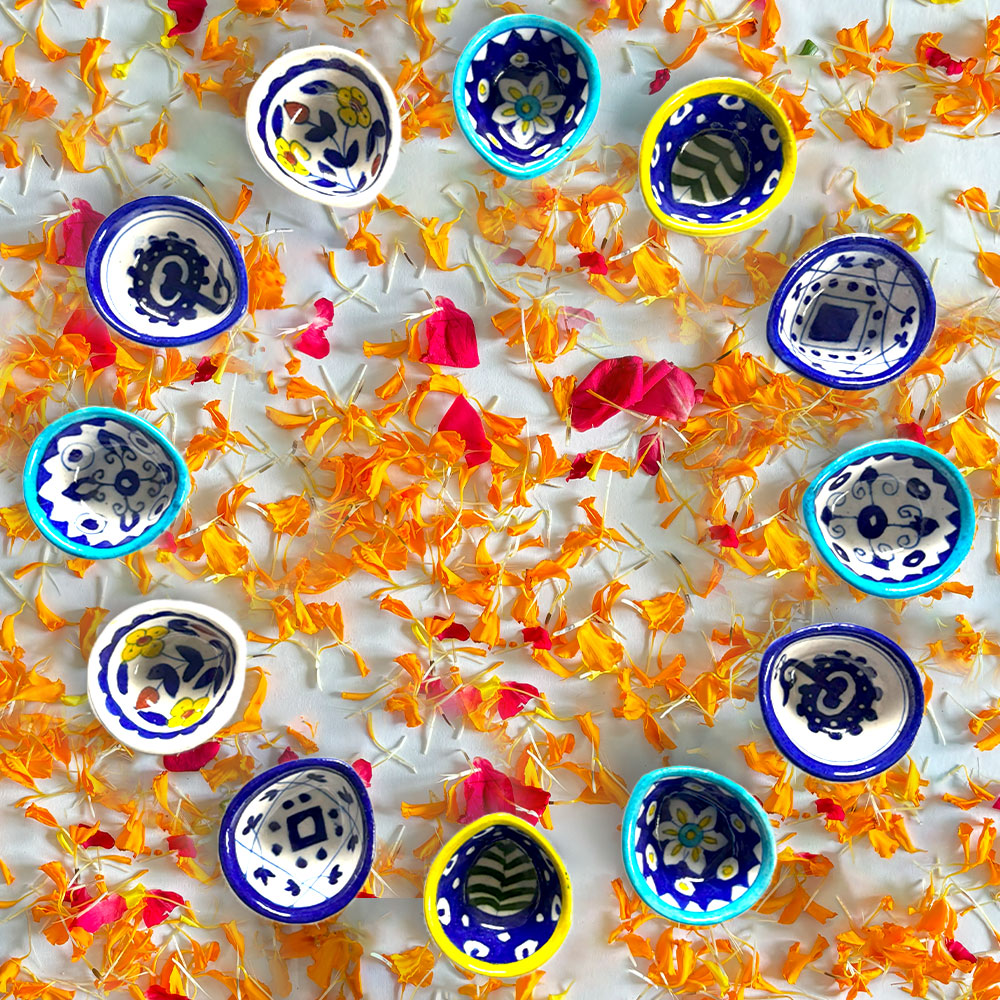 The Grand Celebration Hand-Painted Diya Collection (Set of 12)