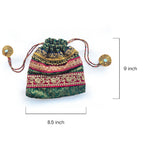 Royal Green and Blue Embroidered Potli Bag - Madhues