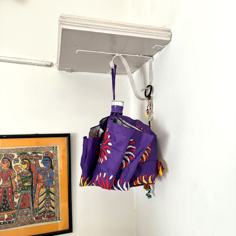 Violet Starburst Hand-Embroidered Umbrella - Madhues