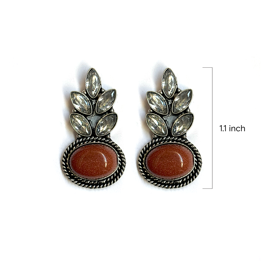 Sunstone & Crystal Drop Earrings - Image 2