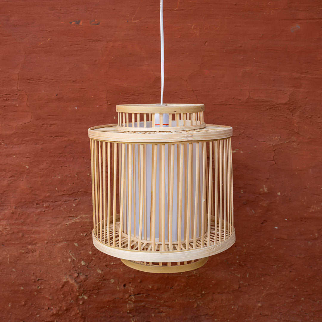 Handcrafted Tiered Bamboo Pendant Light - Zen Style