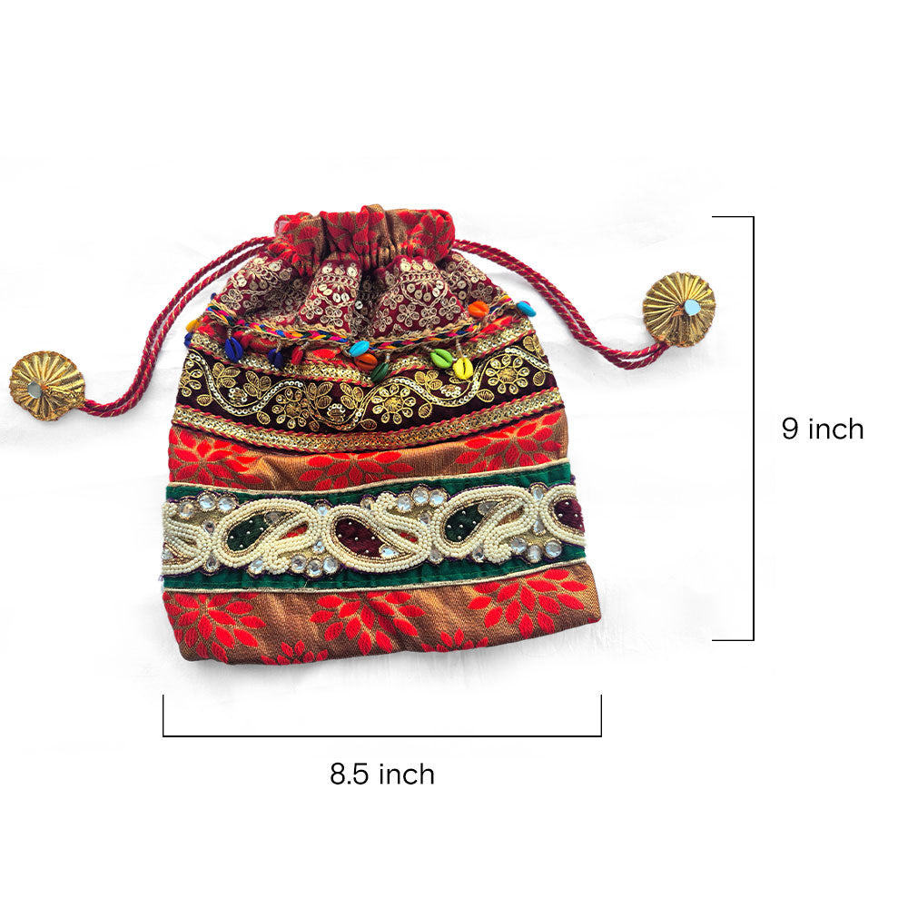 The Royal Paisley Embroidered Potli Bag