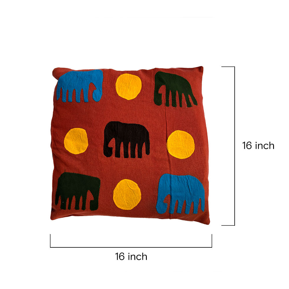 The Savanna Pop Appliqué Elephant Cushion Cover Set of 2