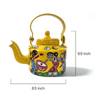 Rhythms of Bengal: Handcrafted Pattachitra Storytelling Kettle (Sun Yellow) - Madhues
