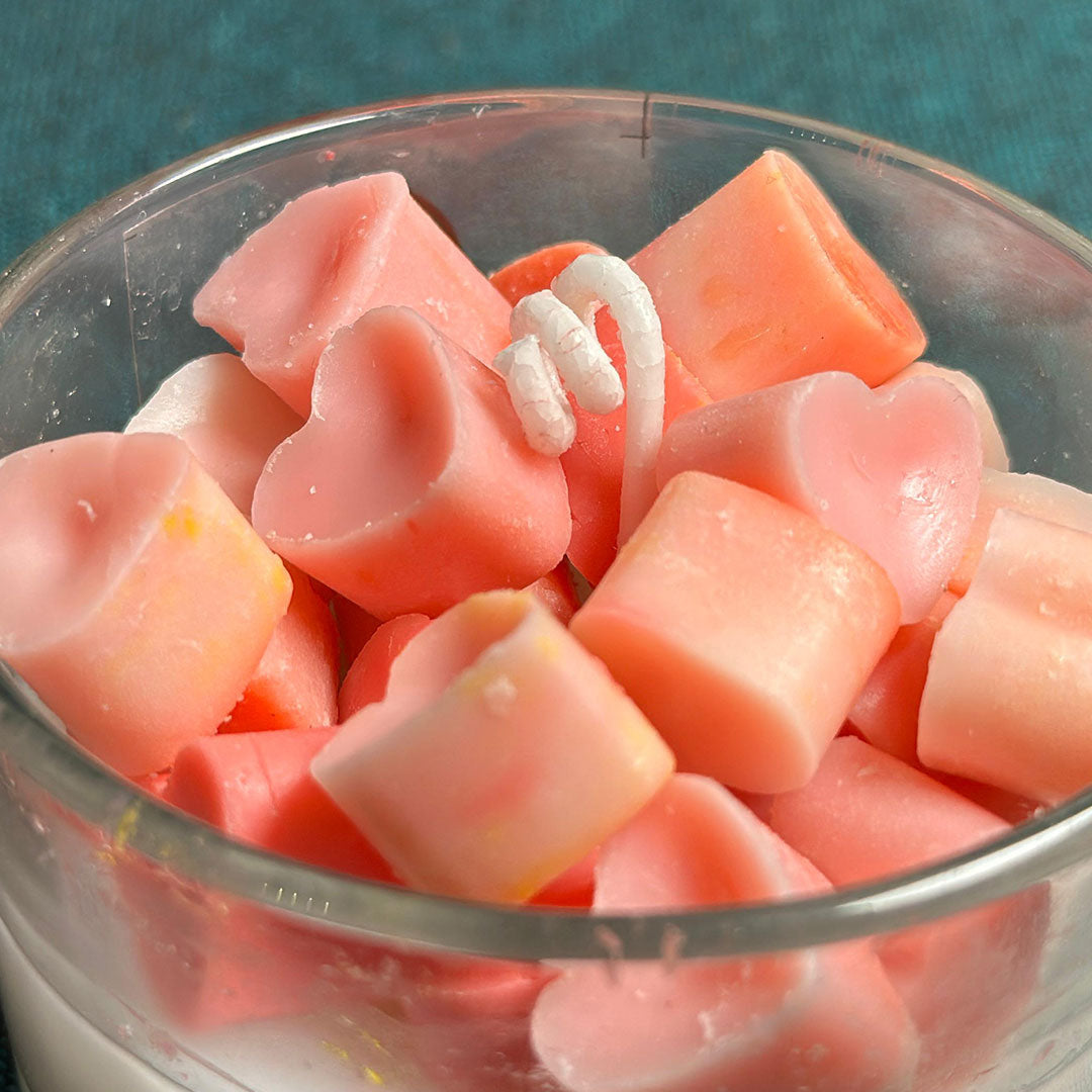 Romantic Heart & Cube Scented Soy Candle in Glass Jar