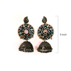Emerald Peacock Jhumka Earrings - Image 2