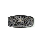 Handcrafted Pattachitra Art Decorative Tray - Black & White Folk Scene