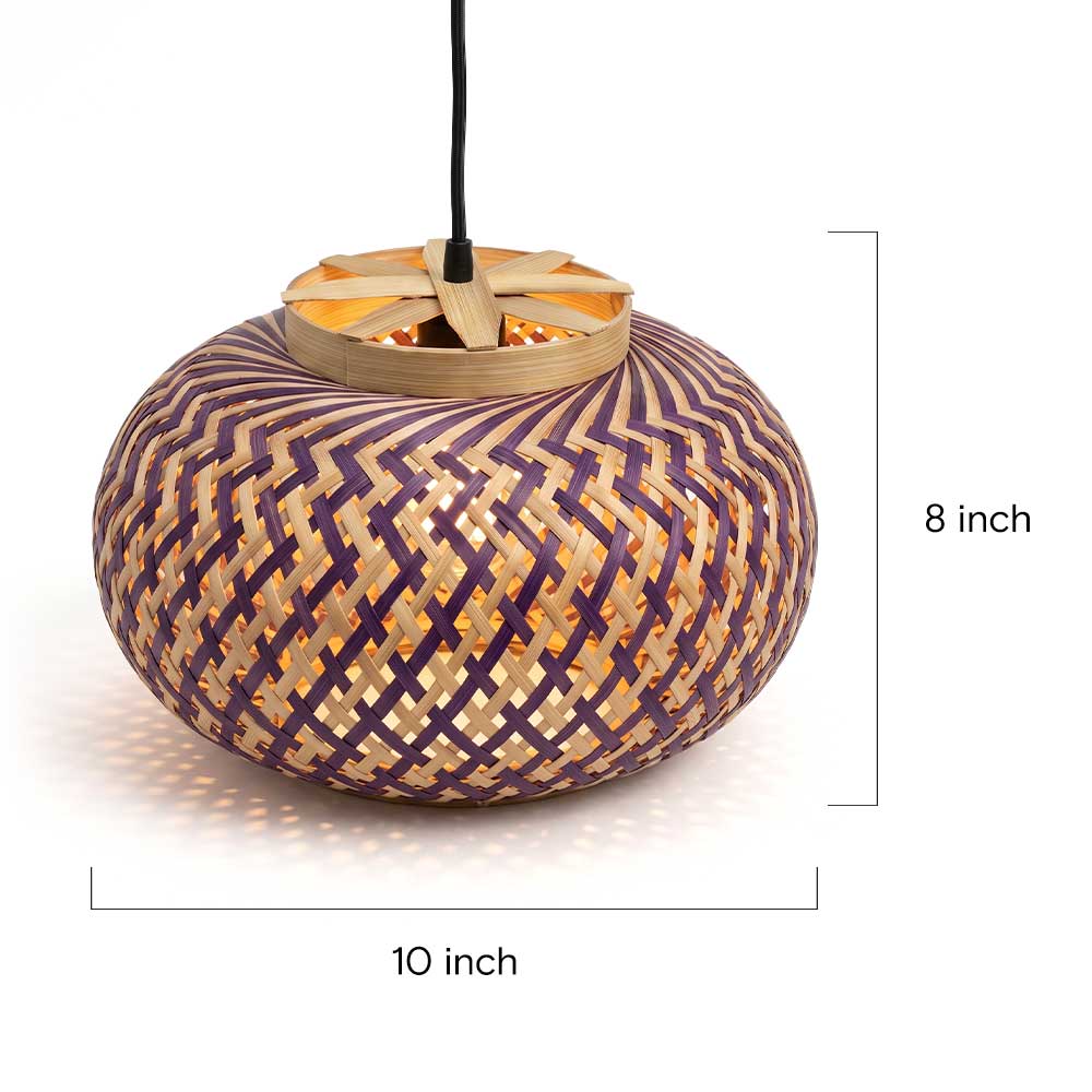 Hand-Woven Purple Chevron Bamboo Globe Pendant Lamp