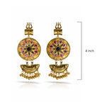 Handmade Mandala Drop Earrings with Gold Accents