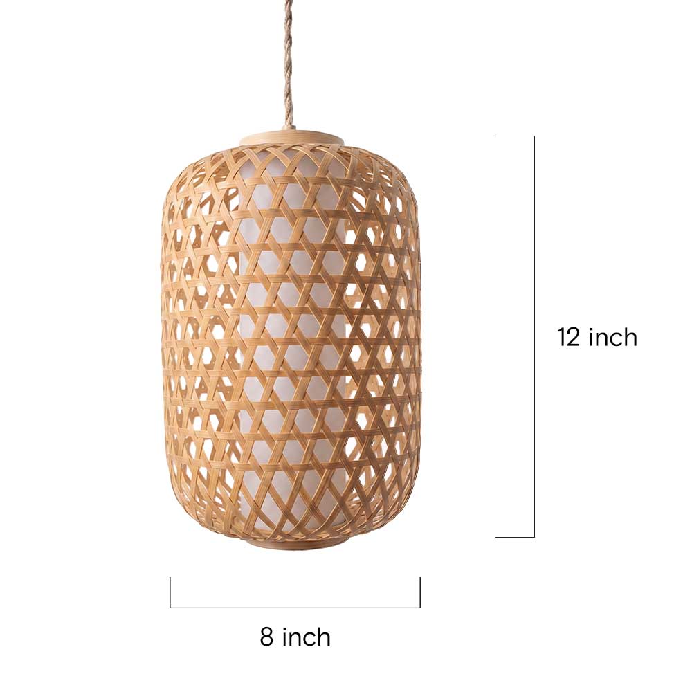 Artisan Woven Bamboo Cylinder Lantern Pendant Light