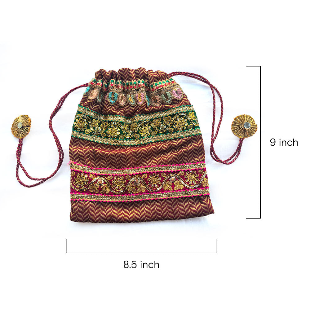 The Crimson Chevron Embroidered Potli