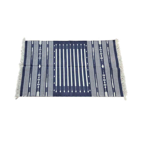 Classic Navy Tribal Woven Rug 