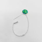 Handcrafted Mosaic Lapel Pin in Emerald Green and Azure Blue