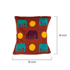 The Jungle Jewels Appliqué Elephant Pillow Cover Set of 2 - Madhues