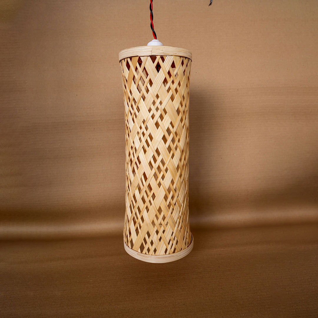 Hand-Woven Bamboo Cylindrical Pendant Light