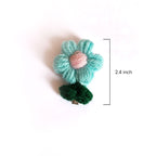 Charming Aqua Crochet Flower Hair Clip - Handmade Accessory