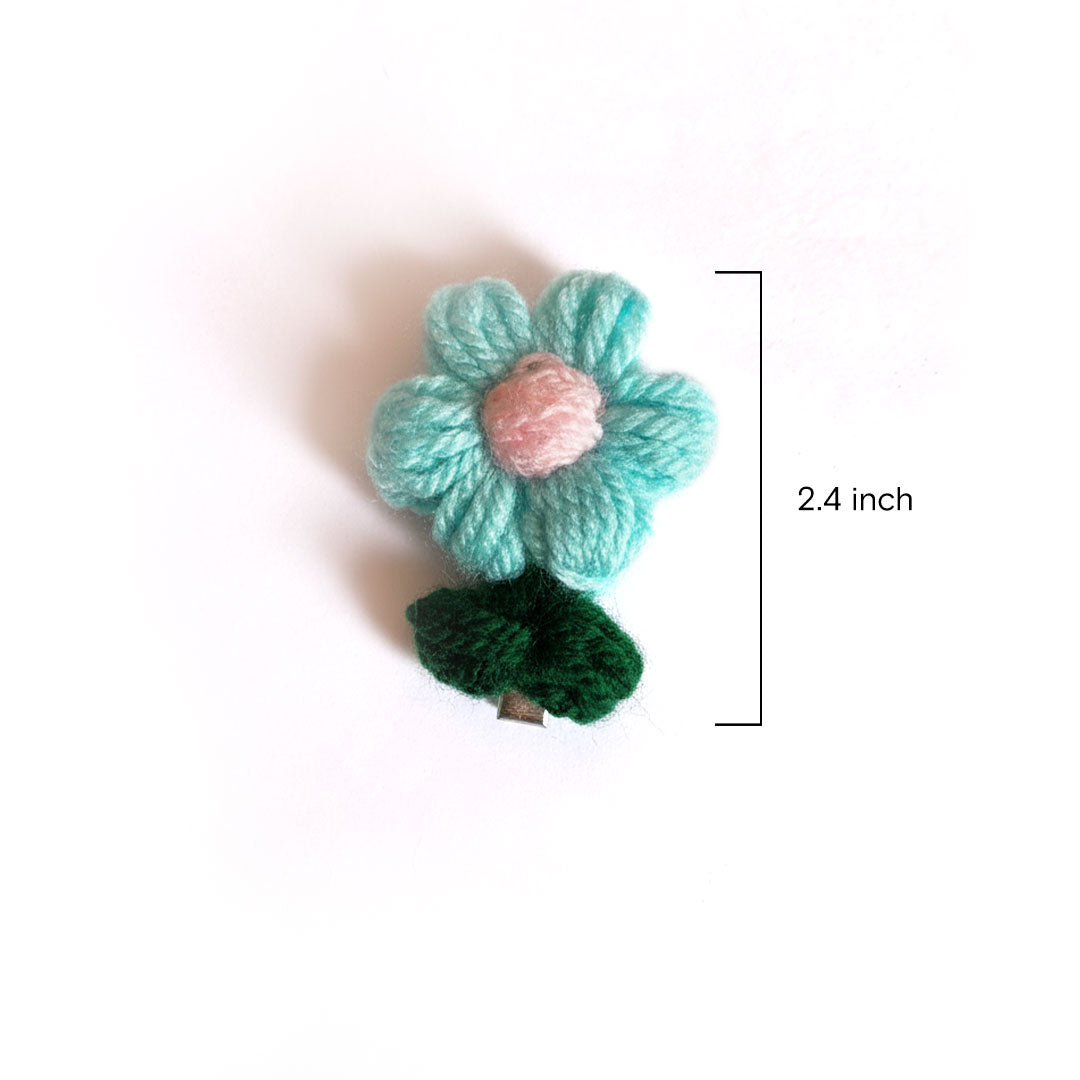 Charming Aqua Crochet Flower Hair Clip - Handmade Accessory