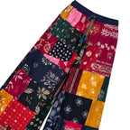 Boho Artisan Patchwork Cotton Wide Leg Palazzo Pants