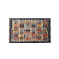 Colorful Geometric Handwoven Durrie Rug - Boho Accent