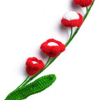 Artisan Crochet Red & White Lily of the Valley Flower Stem