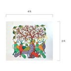 Gond Tribal Art: Colorful Birds & Tree of Life on Paper