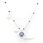 Silver Bead Chain Necklace with Blue Mosaic Enamel Pendant