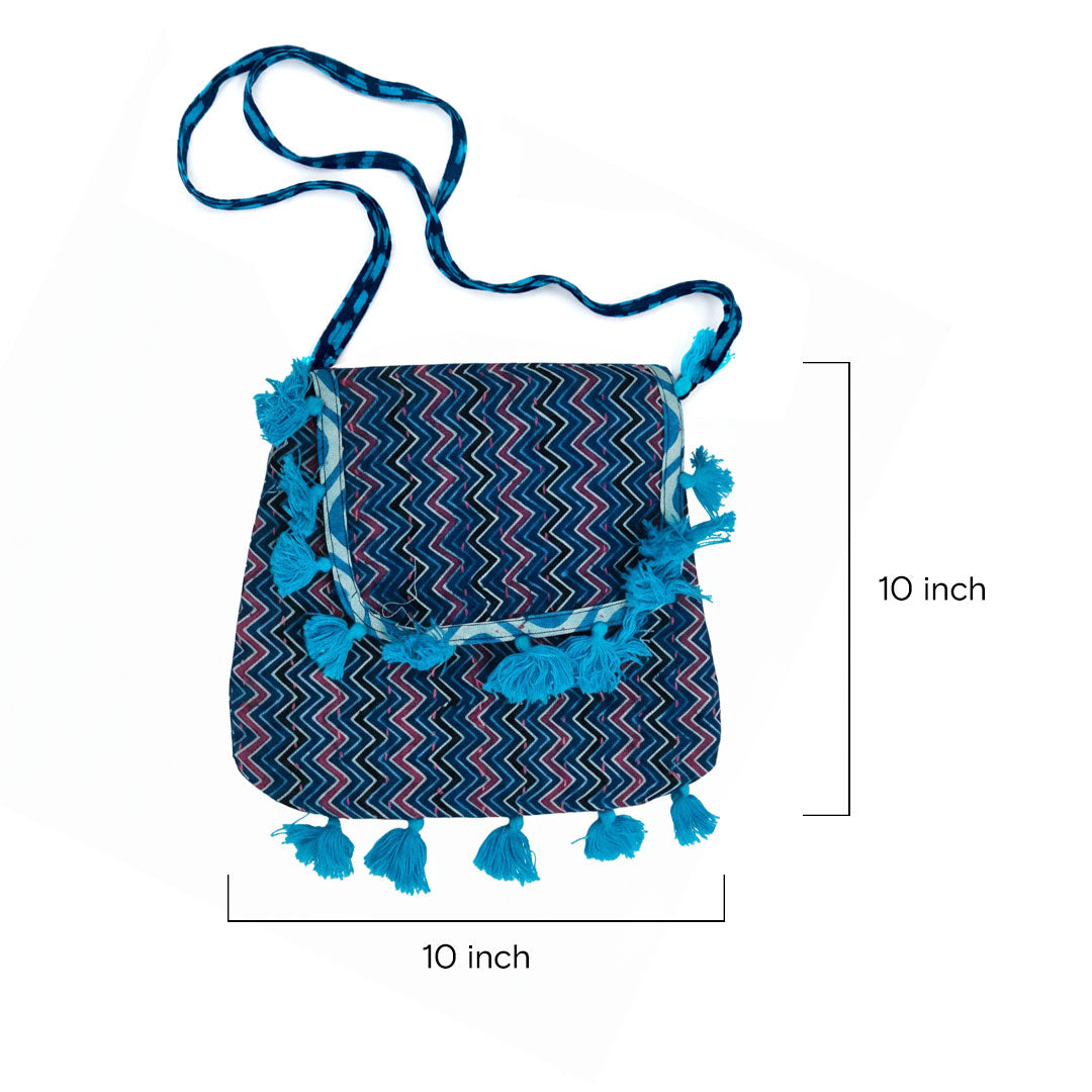 Kasida Kari Hand-Embroidered Boho Tassel Crossbody Bag