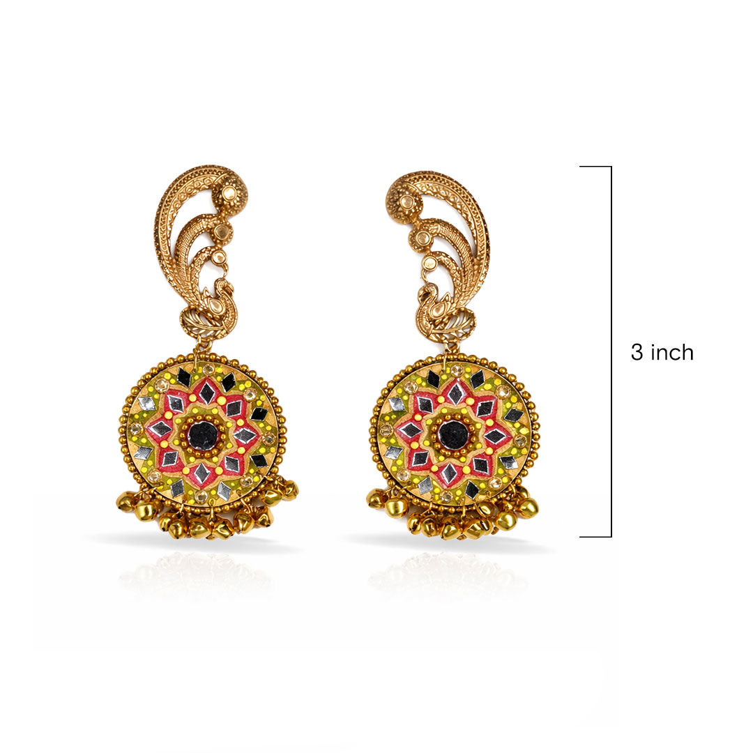 Handmade Gold Mandala Drop Earrings