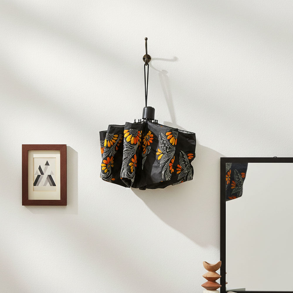 Midnight Marigold Embroidered Umbrella - Madhues